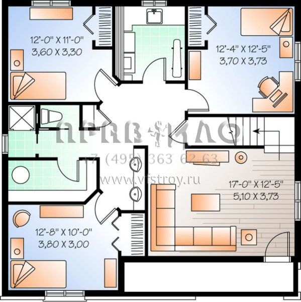 Проект одноэтажного дома без гаража в стиле Ранчо S5-211 (034-00629)
