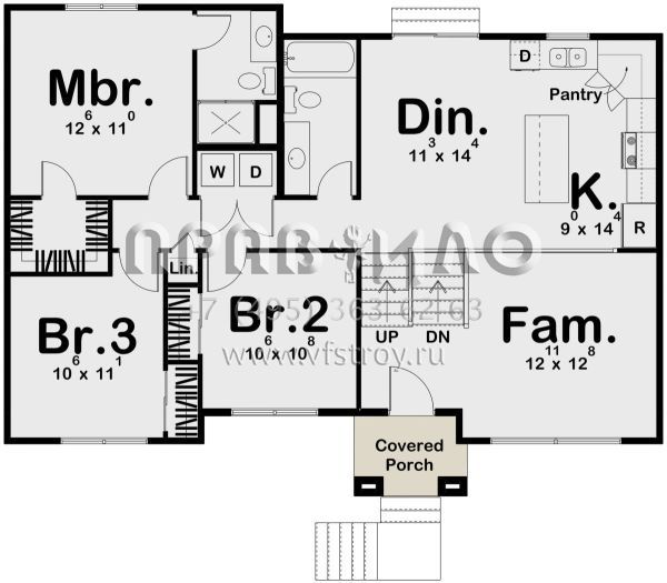 Проект одноэтажного дома с гаражом на две машины в стиле Райт S5-140 (963-00344)