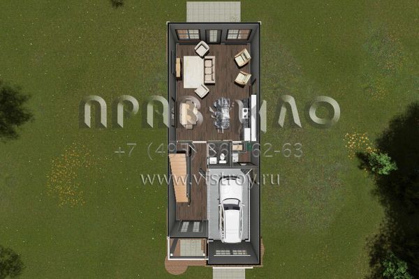 Проект двухэтажного дома с гаражом на одну машину в современном стиле S5-146 (4848-00387)