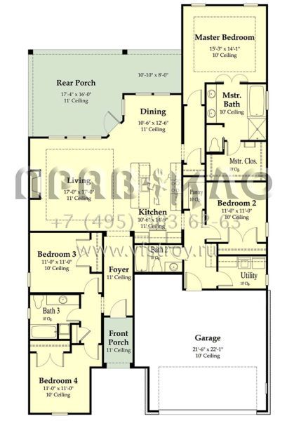 Проект одноэтажного дома с гаражом на две машины в стиле Ранчо S5-188 (7516-00049)