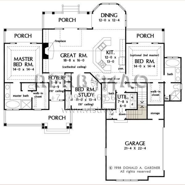 Проект одноэтажного дома с гаражом на две машины в стиле Ранчо S5-166 (2865-00040)