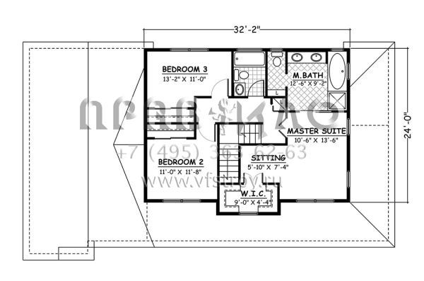 Проект двухэтажного дома с гаражом на две машины в стиле Ранчо S5-171 (526-00013)