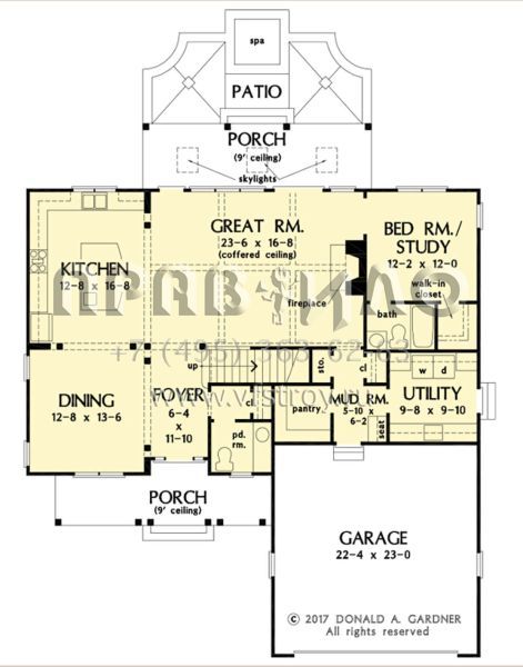 Проект двухэтажного дома с гаражом на две машины в стиле Ранчо S5-272 (2865-00324)