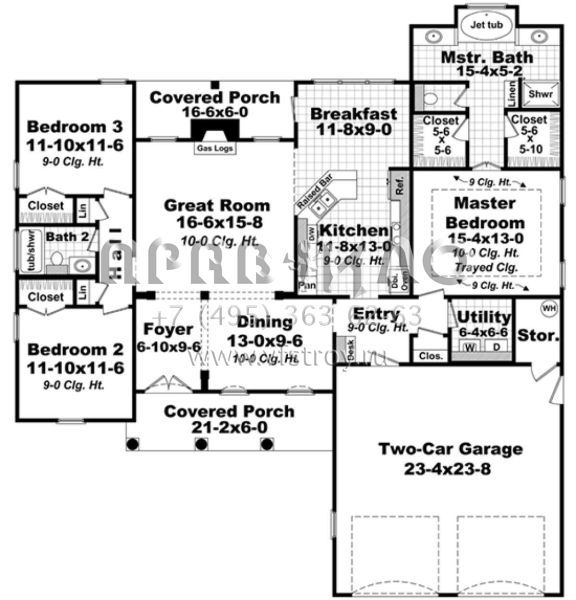 Проект одноэтажного дома с гаражом на две машины в английском стиле S5-168 (348-00265)