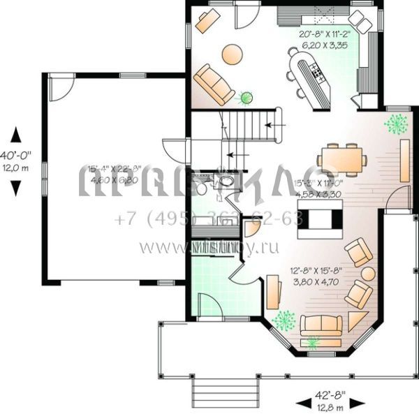 Проект двухэтажного дома с гаражом на одну машину в английском стиле S5-164 (034-00937)