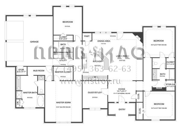 Проект одноэтажного дома с гаражом на две машины в английском стиле S5-278 (9940-00013)