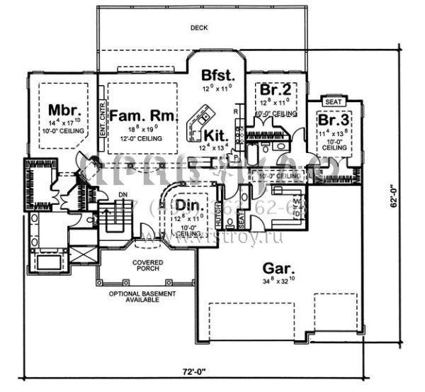 Проект одноэтажного дома с гаражом на три и более машин в стиле Ранчо S5-231 (963-00060)
