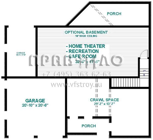 Проект двухэтажного дома с гаражом на три и более машин в американском стиле S5-246 (036-00226)