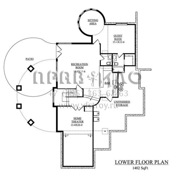 Проект двухэтажного дома с гаражом на три и более машин в стиле Ранчо S5-467 (5631-00024)