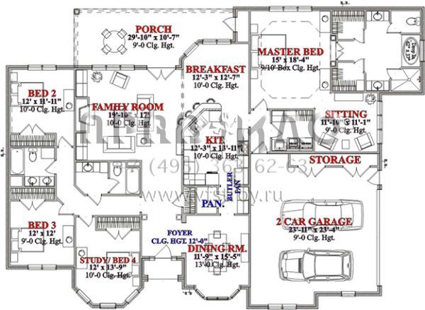 Проект одноэтажного дома с гаражом на две машины в английском стиле S5-255 (1070-00121)