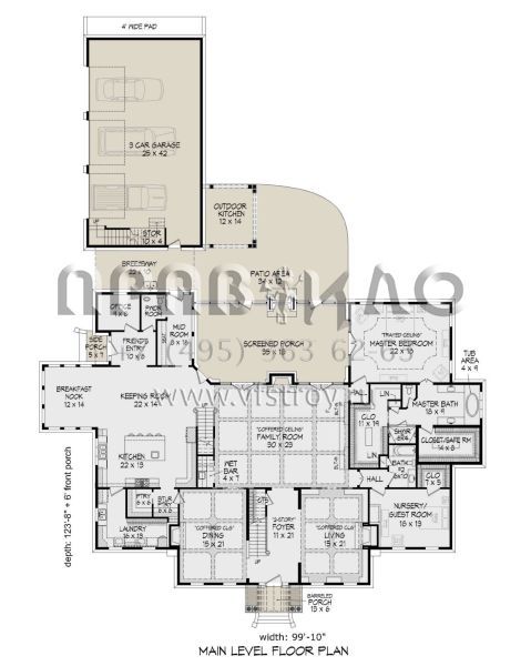 Проект двухэтажного дома с гаражом на три и более машин в стиле Особняк S5-669 (940-00333)