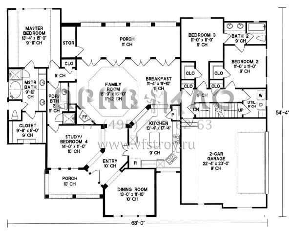 Проект одноэтажного дома с гаражом на две машины в стиле Ранчо S5-205 (402-01033)