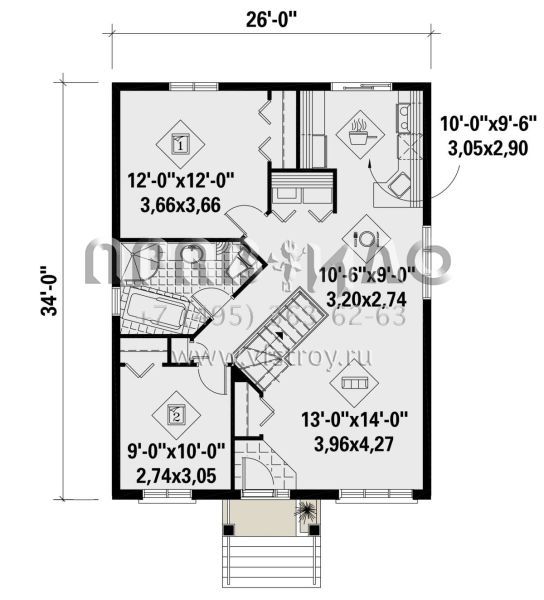 Проект одноэтажного дома без гаража в современном стиле S5-82 (6146-00446)