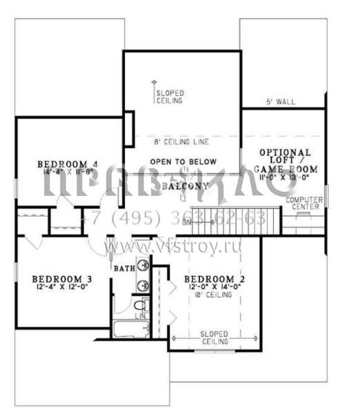 Проект двухэтажного дома с гаражом на две машины в стиле Ранчо S5-208 (110-00457)