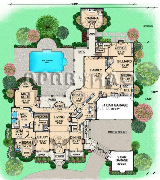 Проект двухэтажного дома с гаражом на три и более машин в английском стиле S5-1401 (5445-00080)