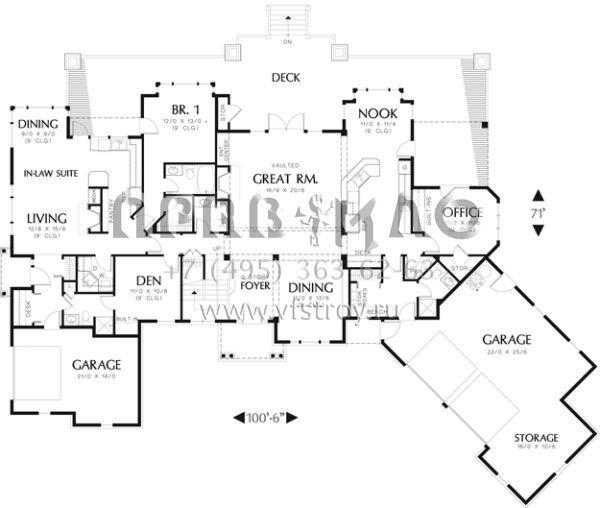 Проект двухэтажного дома с гаражом на две машины в стиле Ранчо S5-420 (2559-00578)