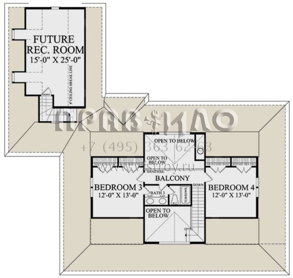Проект двухэтажного дома с гаражом на две машины в стиле Ранчо S5-237 (7922-00020)