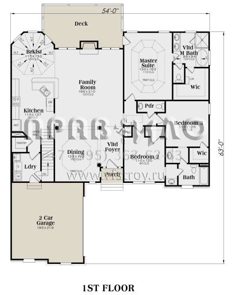 Проект одноэтажного дома с гаражом на две машины в стиле Ранчо S5-196 (009-00071)