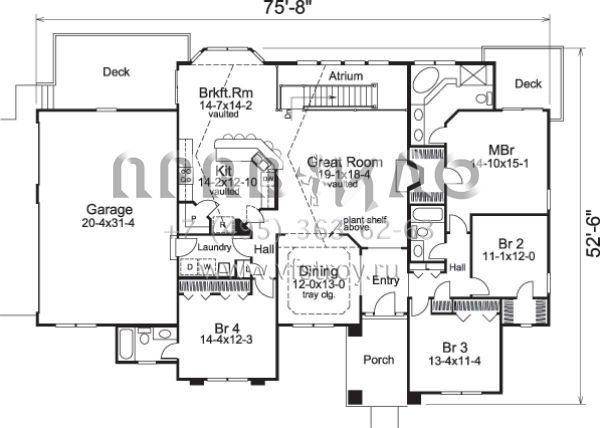 Проект одноэтажного дома с гаражом на три и более машин в стиле Ранчо S5-310 (5633-00083)