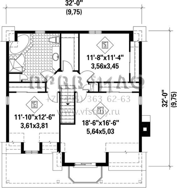 Проект двухэтажного дома без гаража в стиле Ранчо S5-182 (6146-00150)