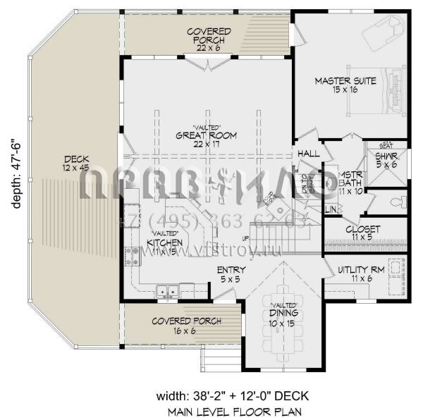 Проект двухэтажного дома без гаража в стиле Ранчо S5-183 (940-00309)