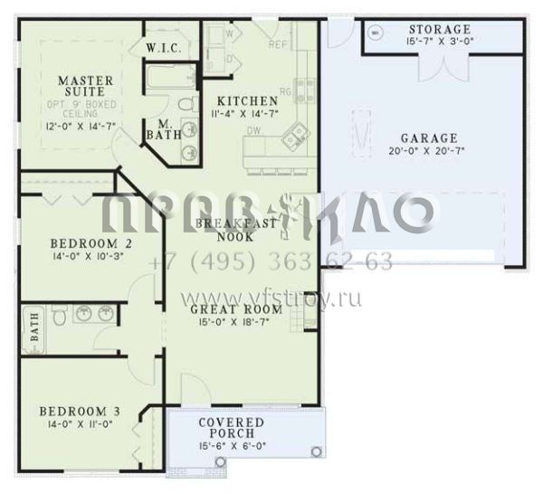 Проект одноэтажного дома с гаражом на две машины в стиле Ранчо S5-116 (110-00379)