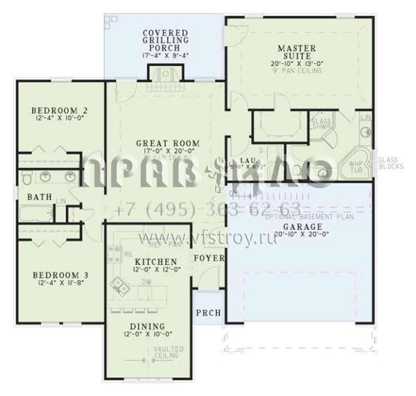 Проект одноэтажного дома с гаражом на две машины в стиле Ранчо S5-156 (110-00054)