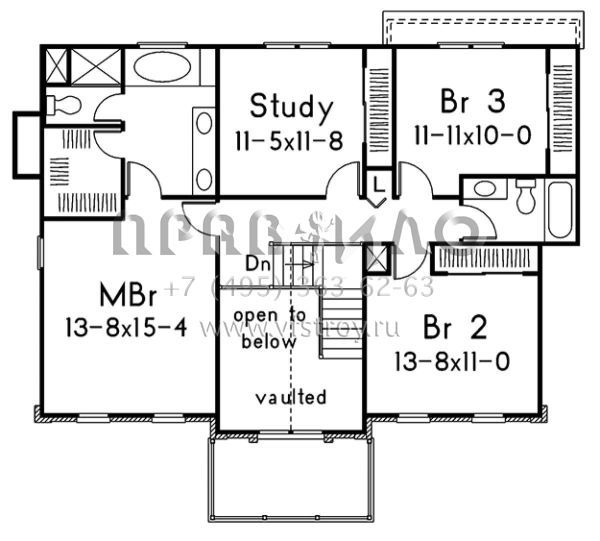Проект двухэтажного дома с гаражом на две машины в стиле Ранчо S5-224 (5633-00222)