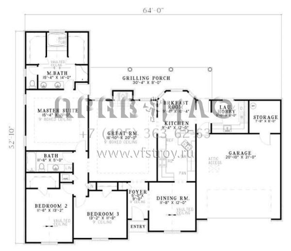 Проект одноэтажного дома с гаражом на две машины в стиле Ранчо S5-179 (110-00513)