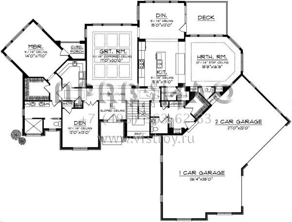 Проект двухэтажного дома с гаражом на три и более машин в американском стиле S5-436 (1020-00203)