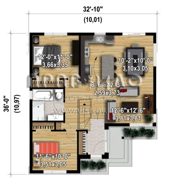 Проект одноэтажного дома без гаража в современном стиле S5-91 (6146-00579)