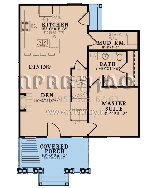 Проект двухэтажного дома без гаража в современном стиле S5-116 (8318-00287)