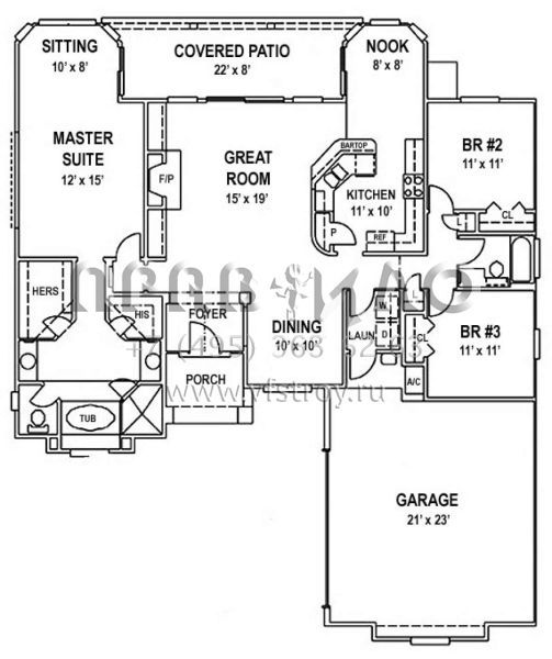 Проект одноэтажного дома с гаражом на две машины в стиле Ранчо S5-169 (4766-00023)