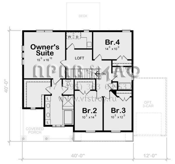 Проект двухэтажного дома с гаражом на две машины в американском стиле S5-216 (402-01703)