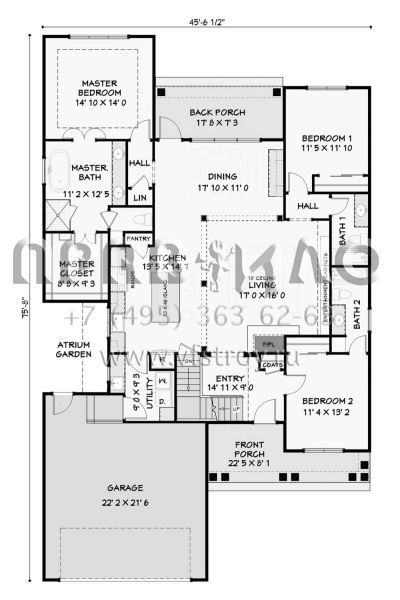 Проект двухэтажного дома с гаражом на две машины в американском стиле S5-239 (3125-00009)