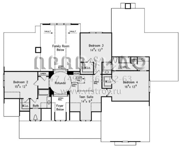 Проект двухэтажного дома с гаражом на три и более машин в стиле Ранчо S5-364 (8594-00314)