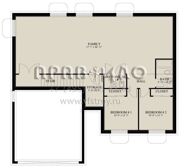 Проект одноэтажного дома с гаражом на две машины в стиле Ранчо S5-138 (2802-00237)