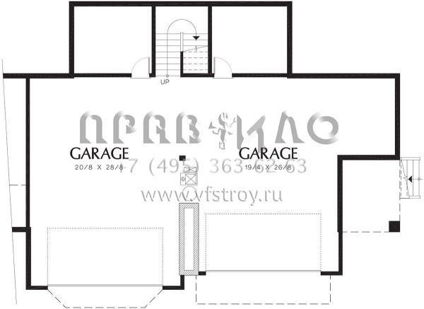 Проект двухэтажного дома с гаражом на три и более машин в стиле Ранчо S5-248 (2559-00301)