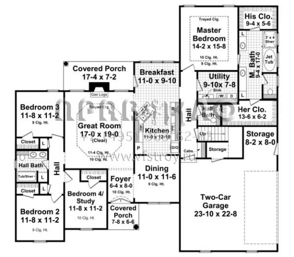 Проект одноэтажного дома с гаражом на две машины в стиле Ранчо S5-205 (348-00131)