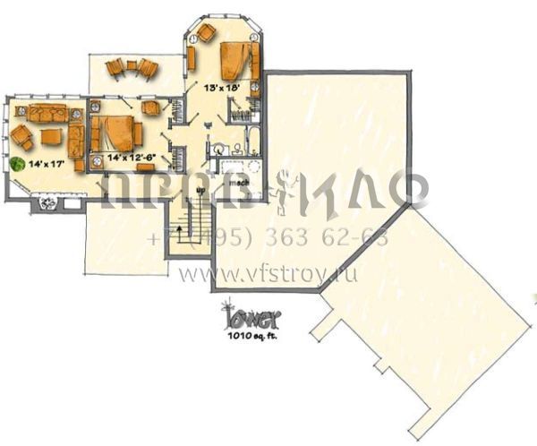 Проект одноэтажного дома с гаражом на две машины в американском стиле S5-283 (1907-00008)