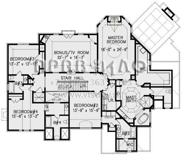 Проект двухэтажного дома с гаражом на три и более машин в стиле Ранчо S5-468 (699-00223)