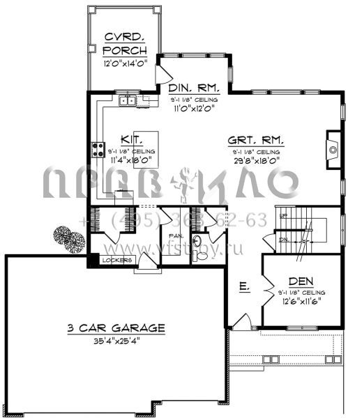 Проект двухэтажного дома с гаражом на три и более машин в американском стиле S5-278 (1020-00110)