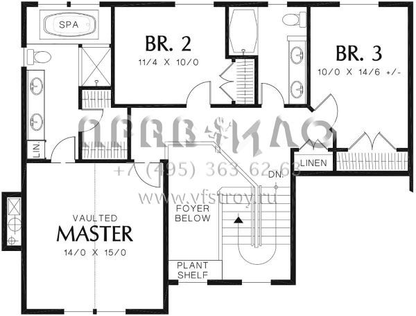 Проект двухэтажного дома с гаражом на две машины в стиле Ранчо S5-206 (2559-00374)