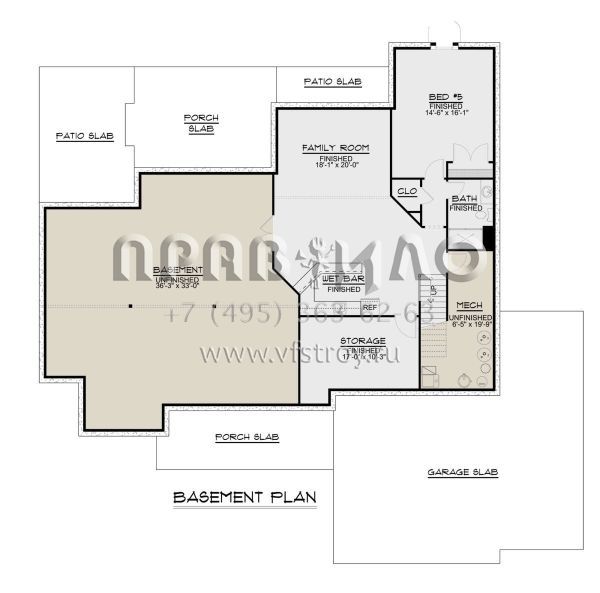Проект одноэтажного дома с гаражом на три и более машин в американском стиле S5-497 (5032-00111)