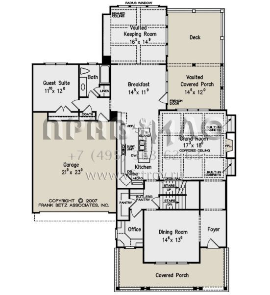 Проект двухэтажного дома с гаражом на две машины в стиле Ранчо S5-354 (8594-00218)