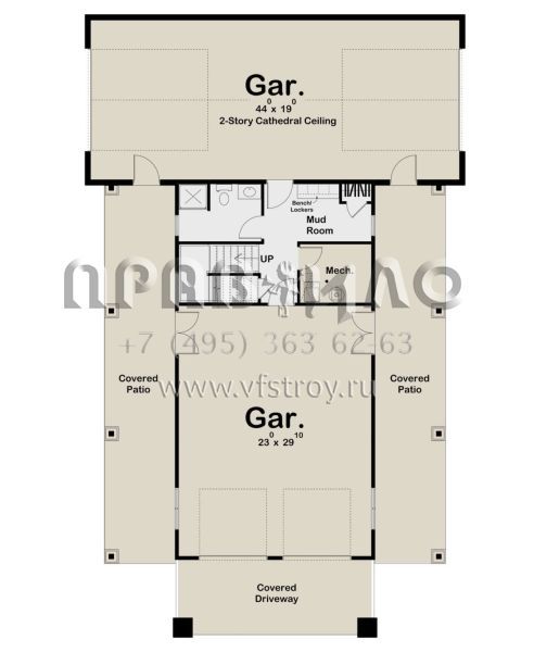 Проект двухэтажного дома с гаражом на три и более машин в стиле БарнХаус S5-118 (963-00740)