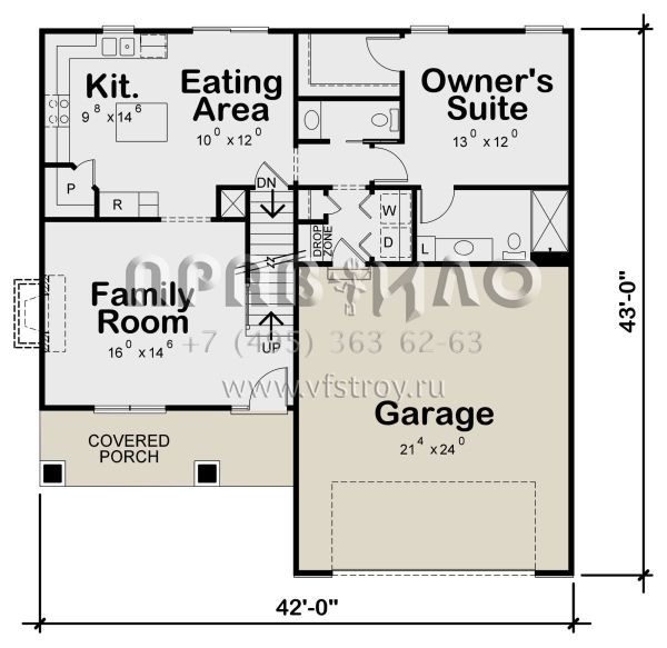 Проект двухэтажного дома с гаражом на две машины в американском стиле S5-144 (402-01654)