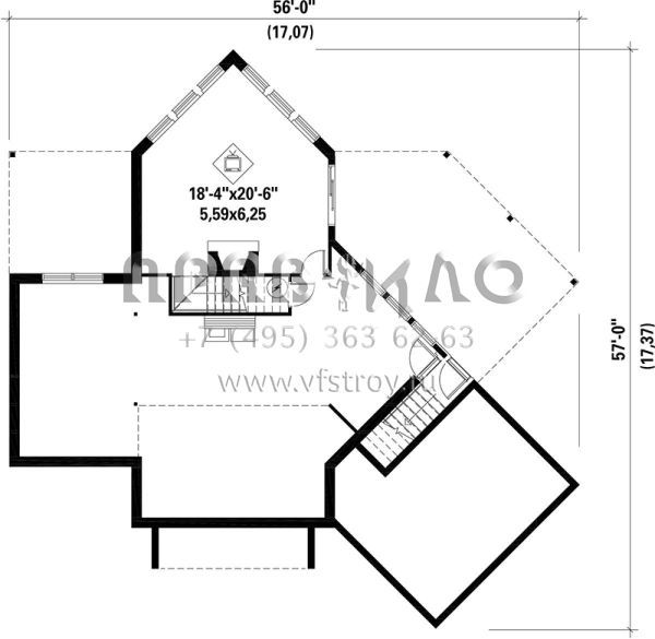 Проект двухэтажного дома с гаражом на одну машину в стиле Шале S5-265 (6146-00119)