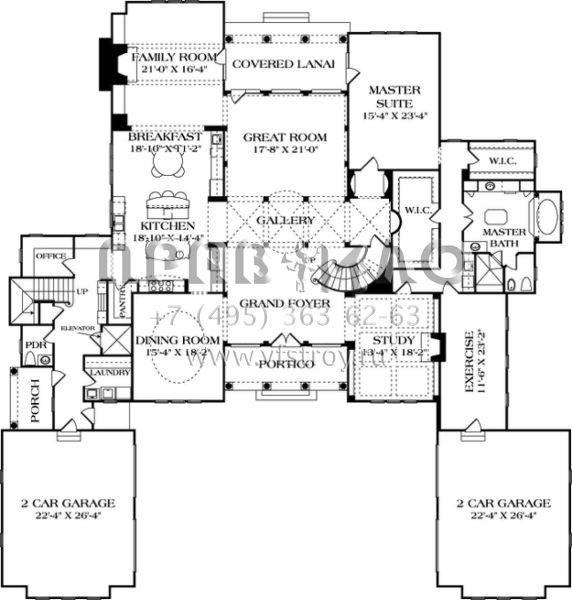 Проект двухэтажного дома с гаражом на три и более машин в прибрежном стиле S5-725 (3323-00555)