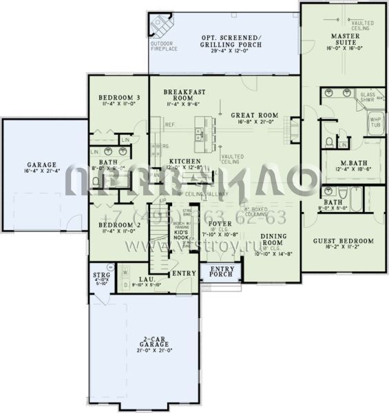 Проект одноэтажного дома с гаражом на три и более машин в английском стиле S5-236 (110-01008)